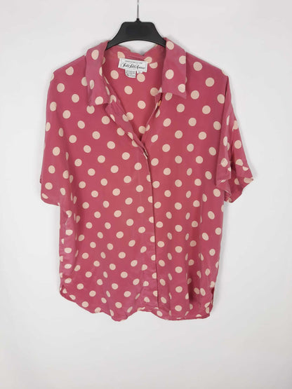 SAKS FIFTH AVENUE . Camisa rosa lunares  T.s