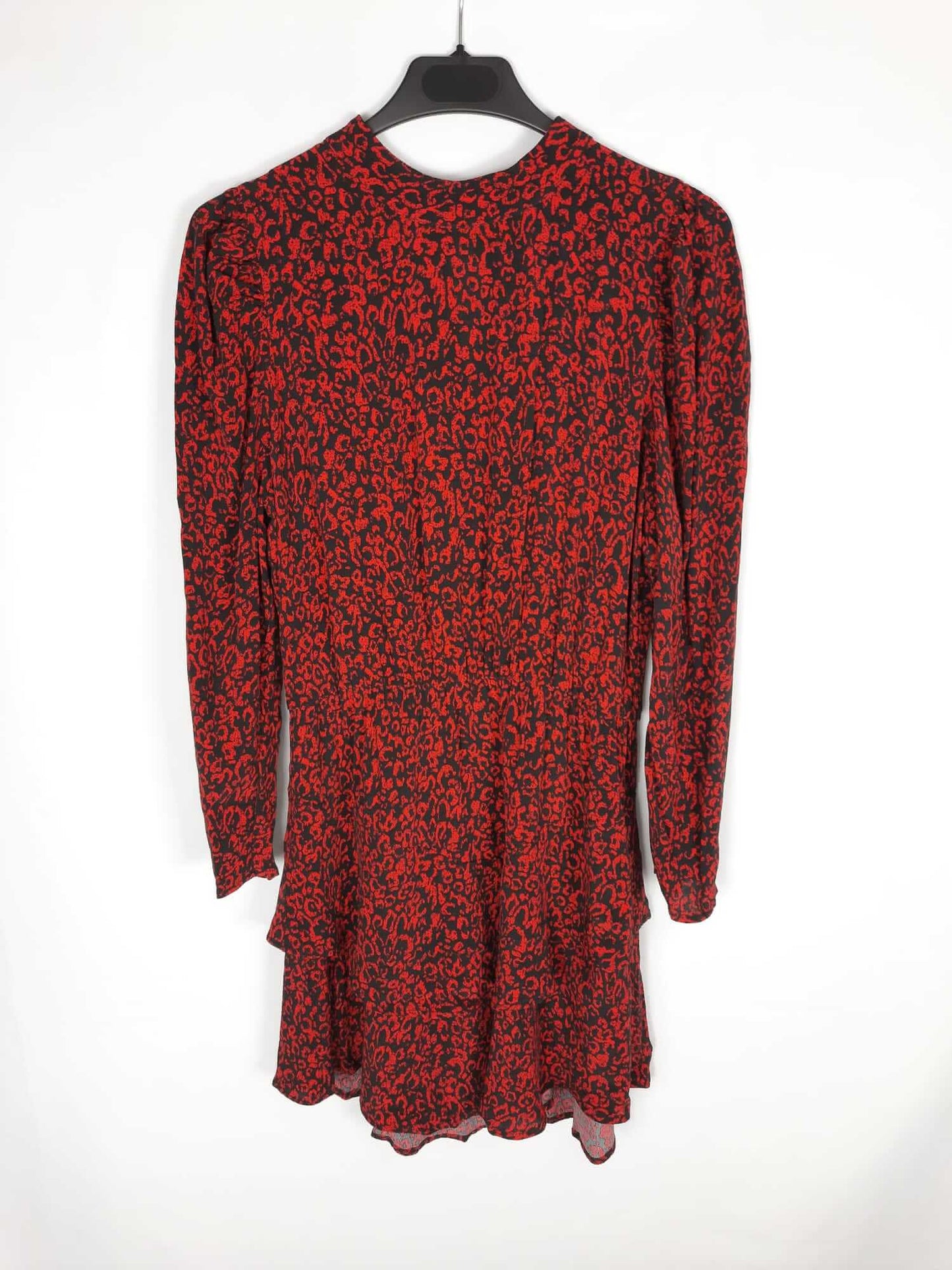 ZARA. Vestido corto rojo animalprint T.s