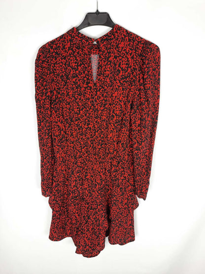 ZARA. Vestido corto rojo animalprint T.s