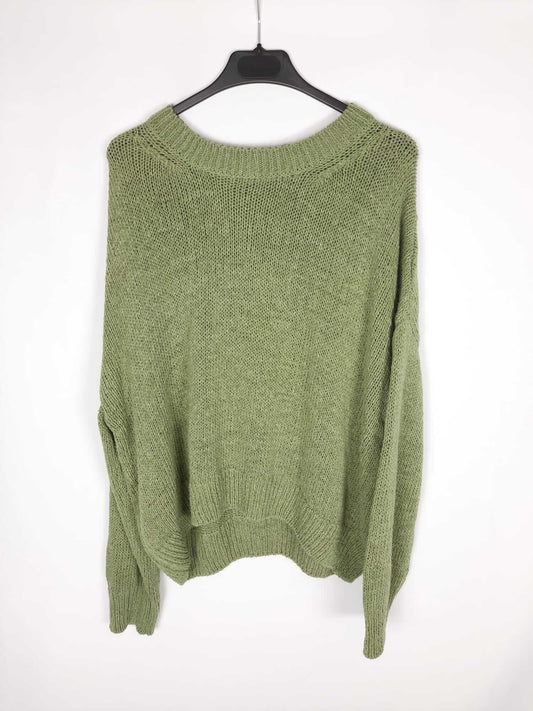 ZARA. Jersey verde de punto Tl