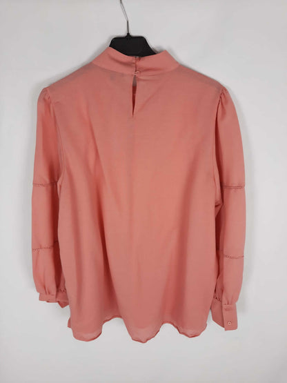 MASSIMO DUTTI. Blusa salmón mangas abullonadas T .xl