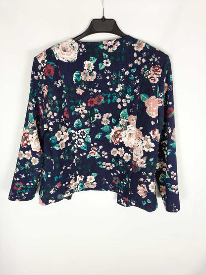 ONLY. Chaqueta azul marino estampado flores T. 38