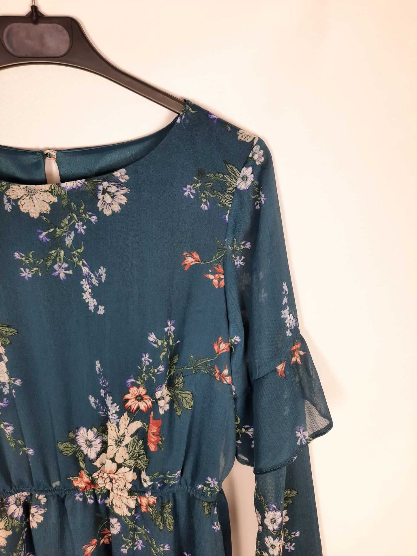 PRIMARK. Vestido corto azul estampado de flores t. 38