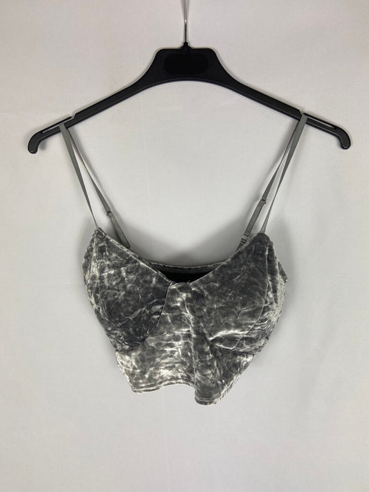 OTRAS. Croptop gris terciopelo T.U