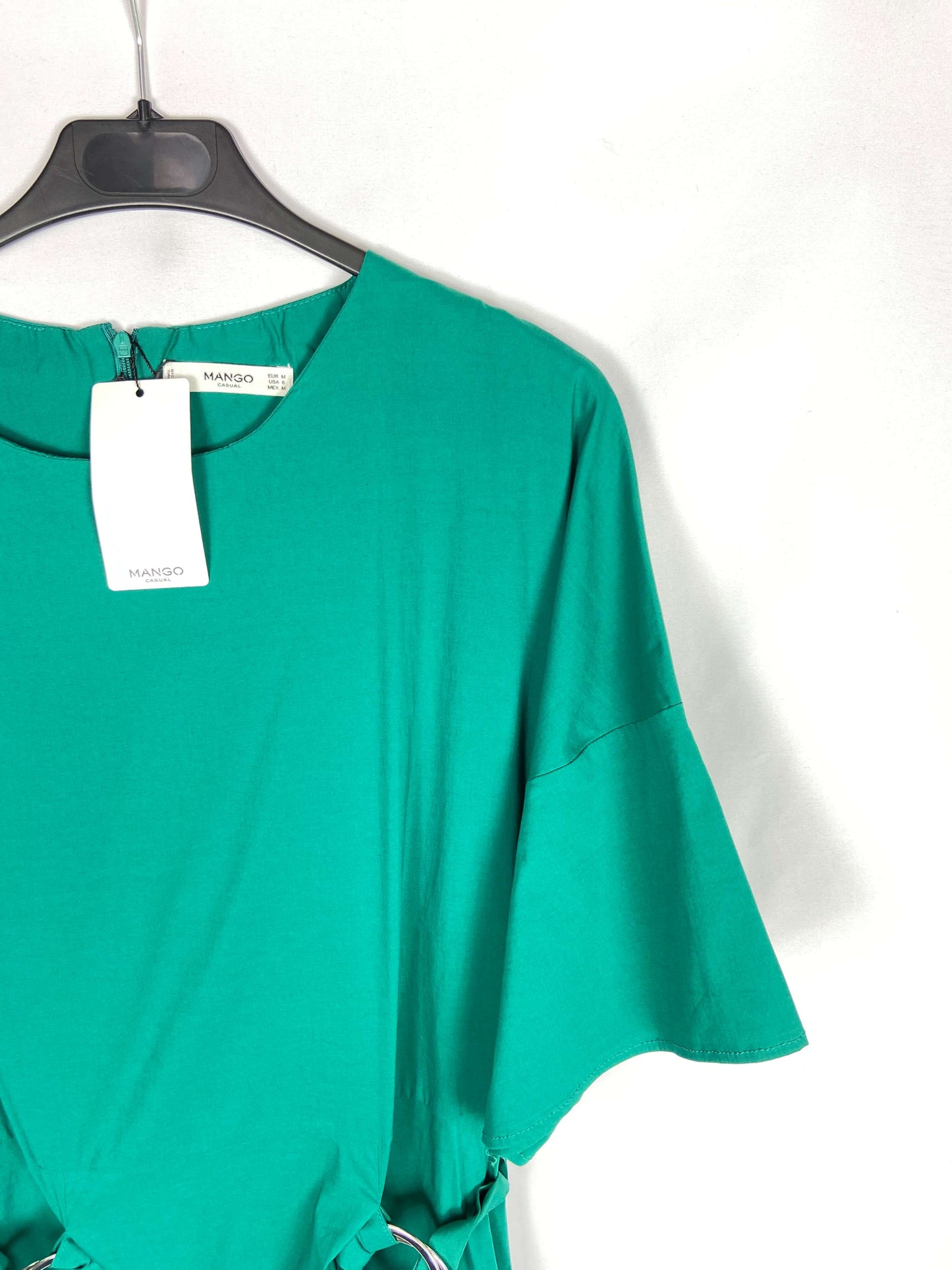 MANGO. Vestido corto verde T.m