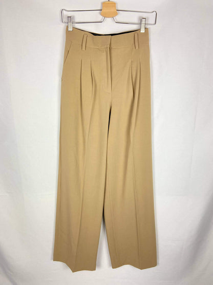 ZARA. Pantalones anchos de vestir beige T.xs