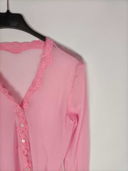 OTRAS. Camisa rosa semitransparente T.s