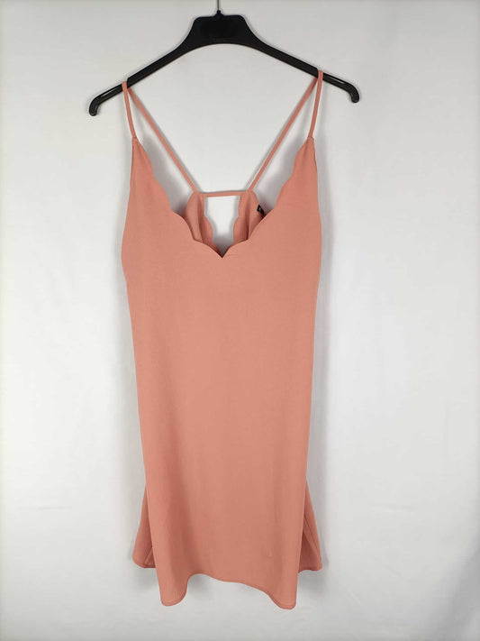 MANGO. Vestido rosa nude corto tirantes T.s