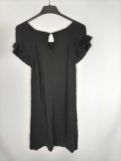 ZARA. Vestido corto de punto negro T. s