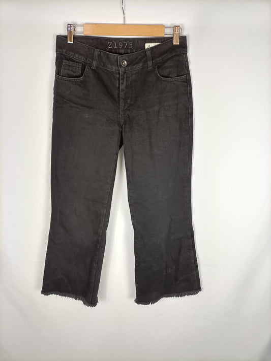 ZARA. Pantalon denim  negro recto T. 34