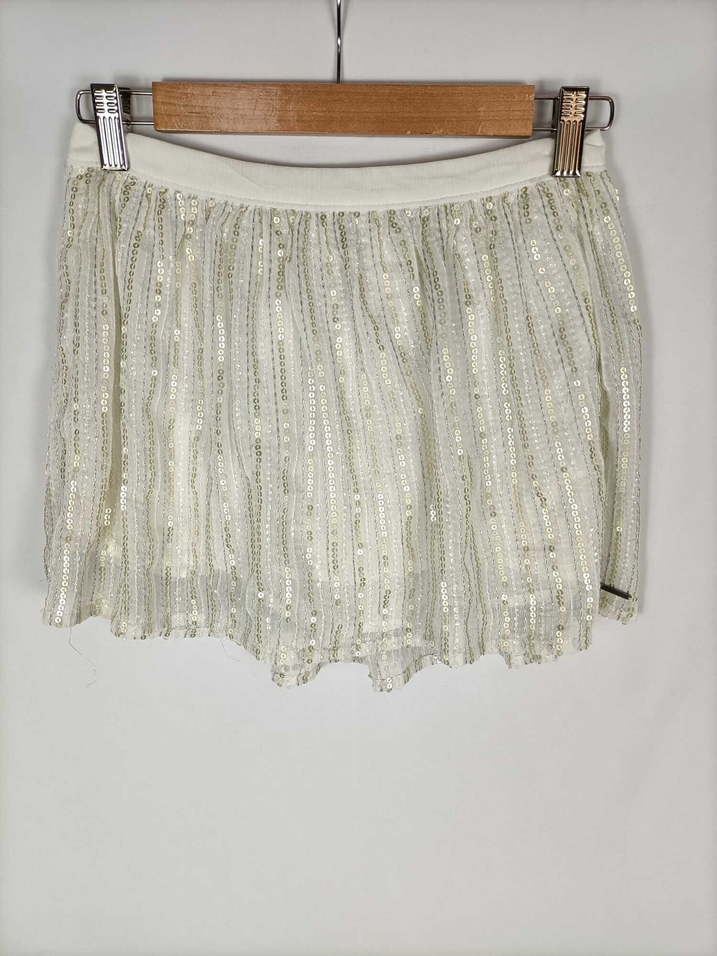 ABERCROMBIE. falda beige lentejuelas T. XS