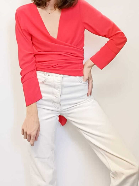 BIMANI. Blusa cruzada coral T.l