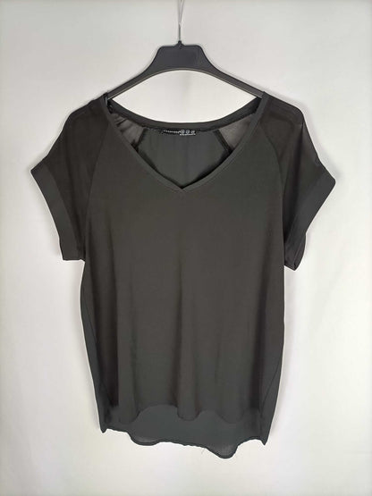 PRIMARK.Blusa negra manga corta T.40