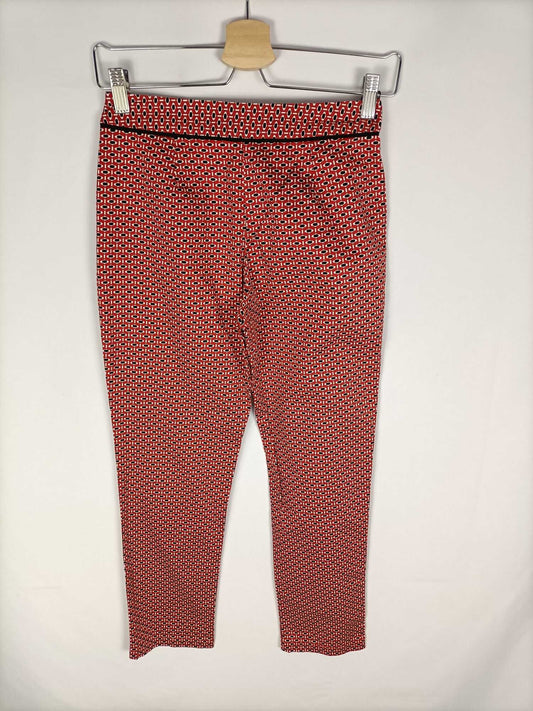 TOPSHOP.Pantalón rojo estampado. T.34