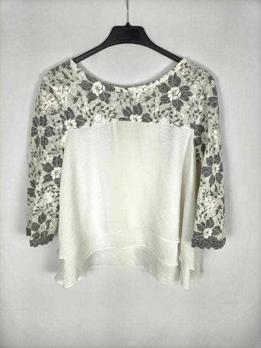 NKN. Blusa blanca con detalles encaje  T.u(l)