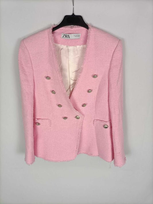 ZARA. Blazer rosa tweed T.s