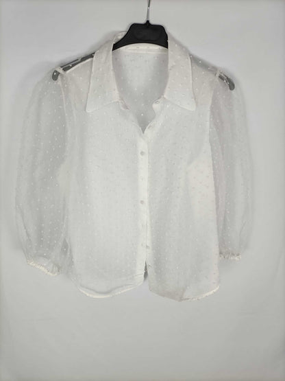 ZARA. Blusa blanca plumeti T.m (tara)