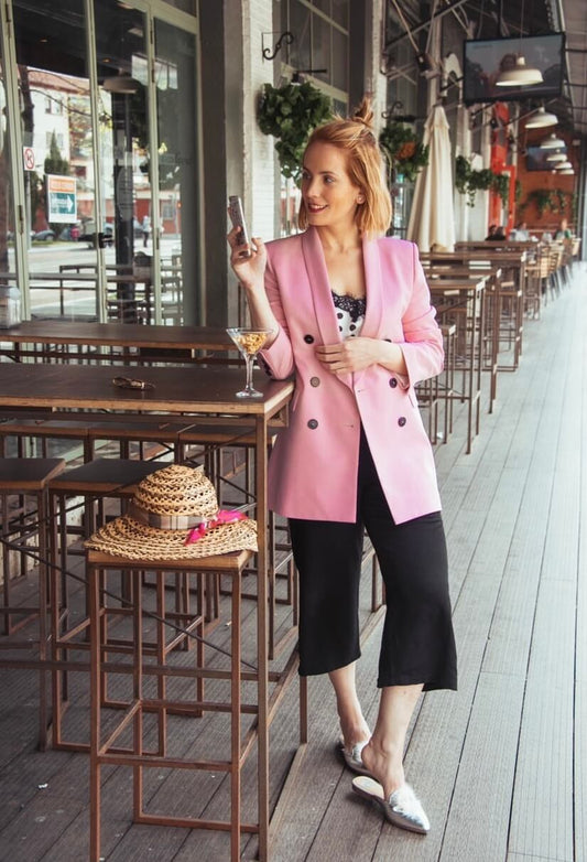 ZARA. Blazer rosa cruzada T.s (oversized)