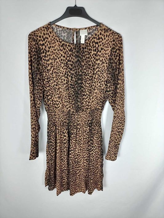 H&M. Vestido corto animal print T.34