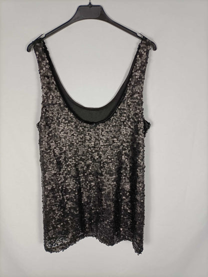 H&M.Vestido mini lentejuelas negro T.s