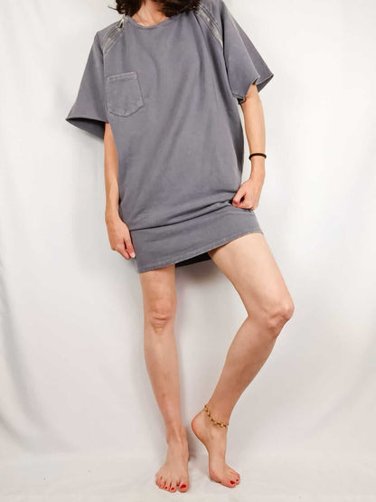 MAJE.Vestido gris efecto desgastado T.3 (M)