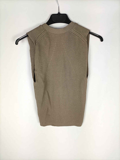 ZARA. Chaleco punto beige T.s