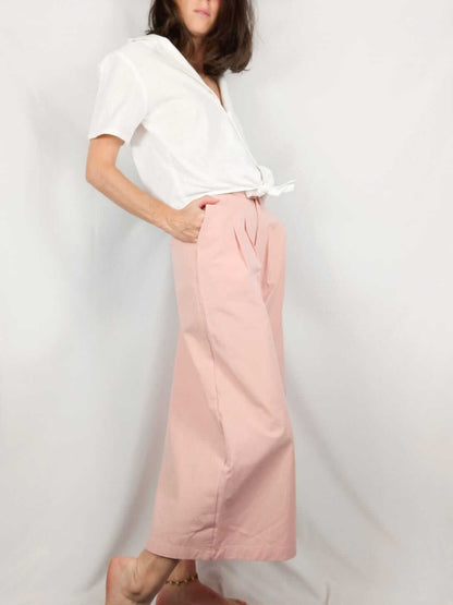 MANGO. Pantalón rosa culotte T.xs