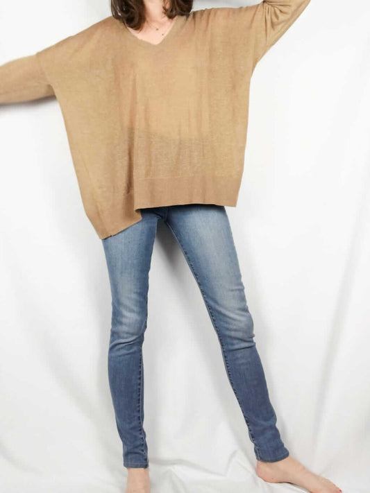 ZARA. Jersey camel oversized T.s