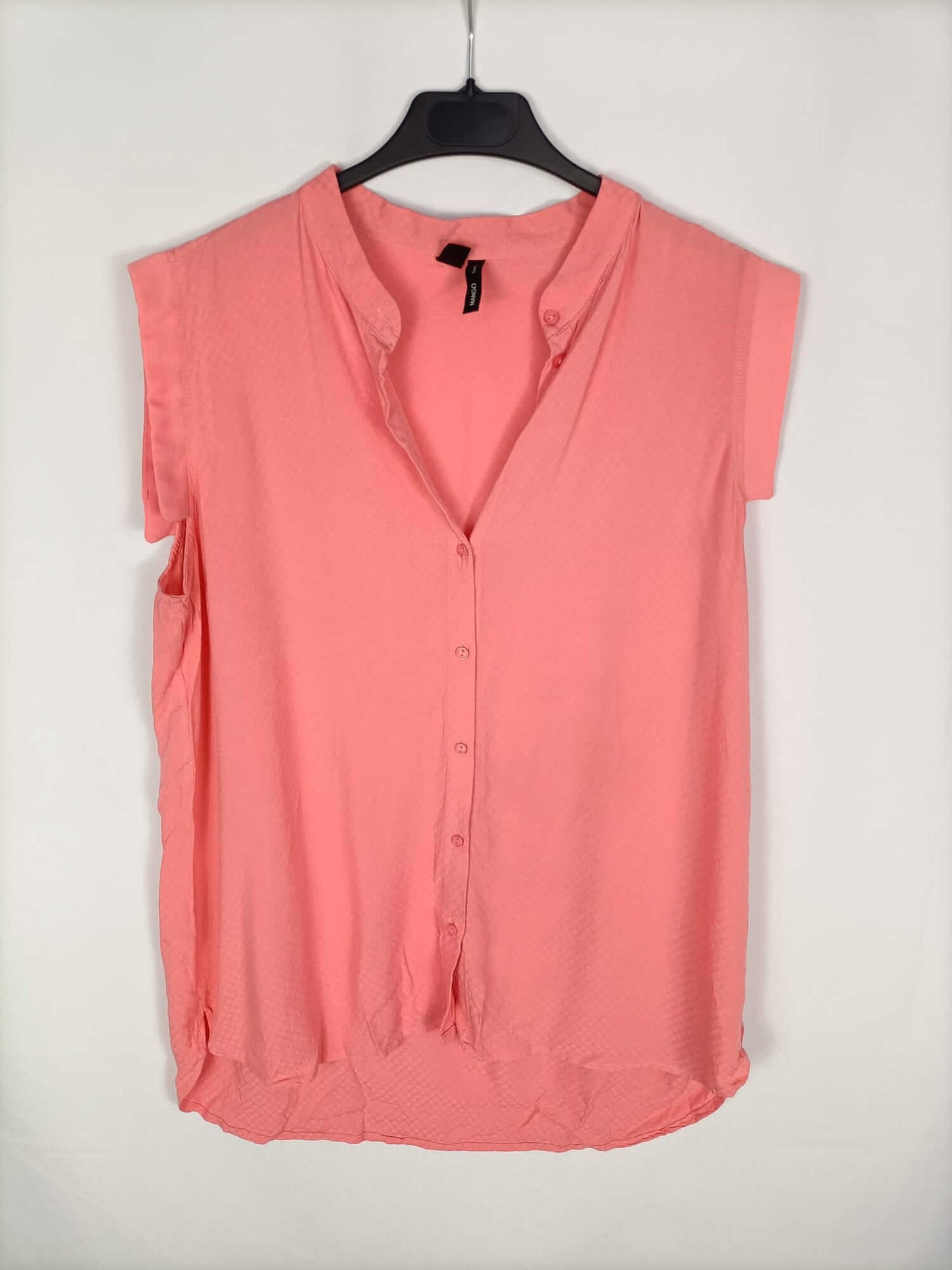 MANGO.Blusa rosa rombos T.L