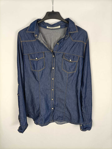 STRADIVARIUS.Camisa denim oscura T.L Hibuy market