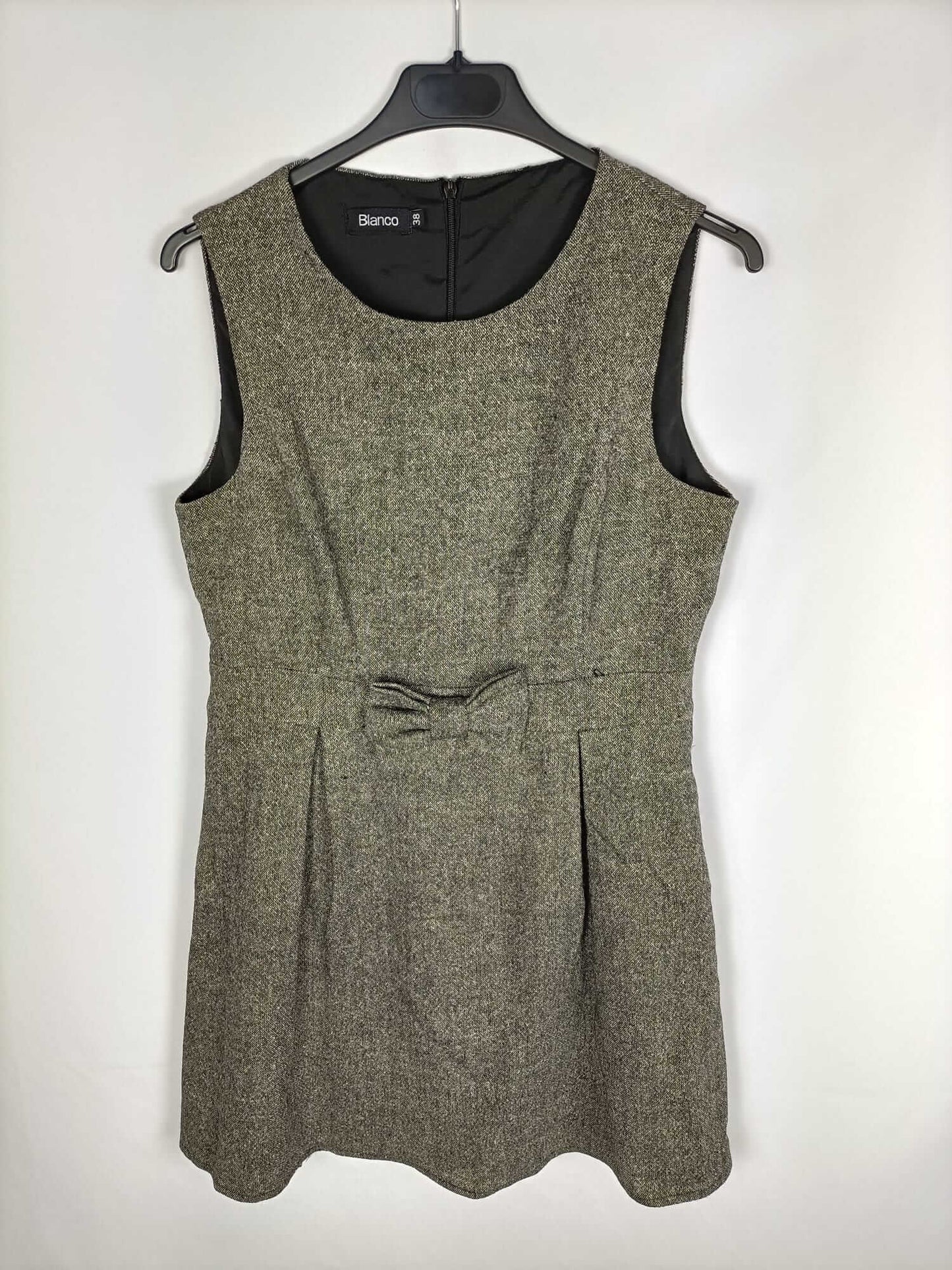 BLANCO. Vestido jaspeado gris T.38