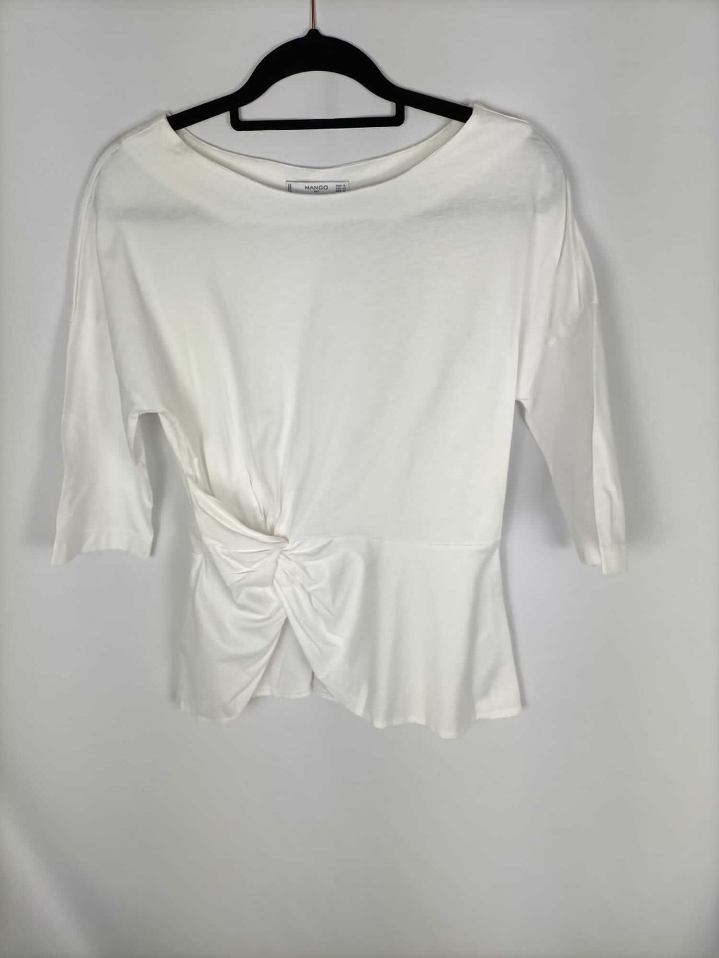 MANGO.Camisa blanca nudo lateral T.s