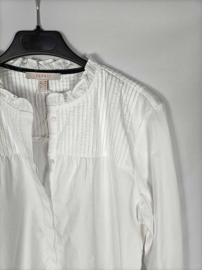 ESPRIT.Blusa blanca detalle plisado T.36