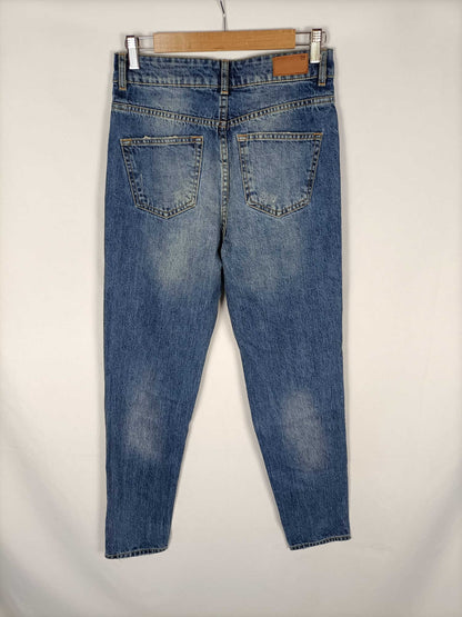 ZARA.Pantalones denim efecto vintage T.36