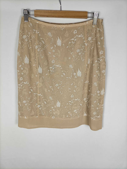 MANGO.Falda beige flores T.42