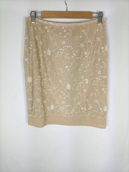 MANGO.Falda beige flores T.42