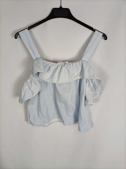 ZARA. Top rayas azul y blanco T.l