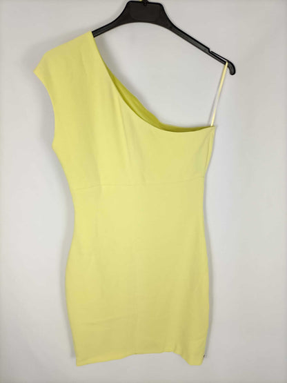 ZARA. Vestido amarillo lima asimétrico T.s