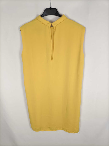 MANGO. Vestido fluido amarillo T.s