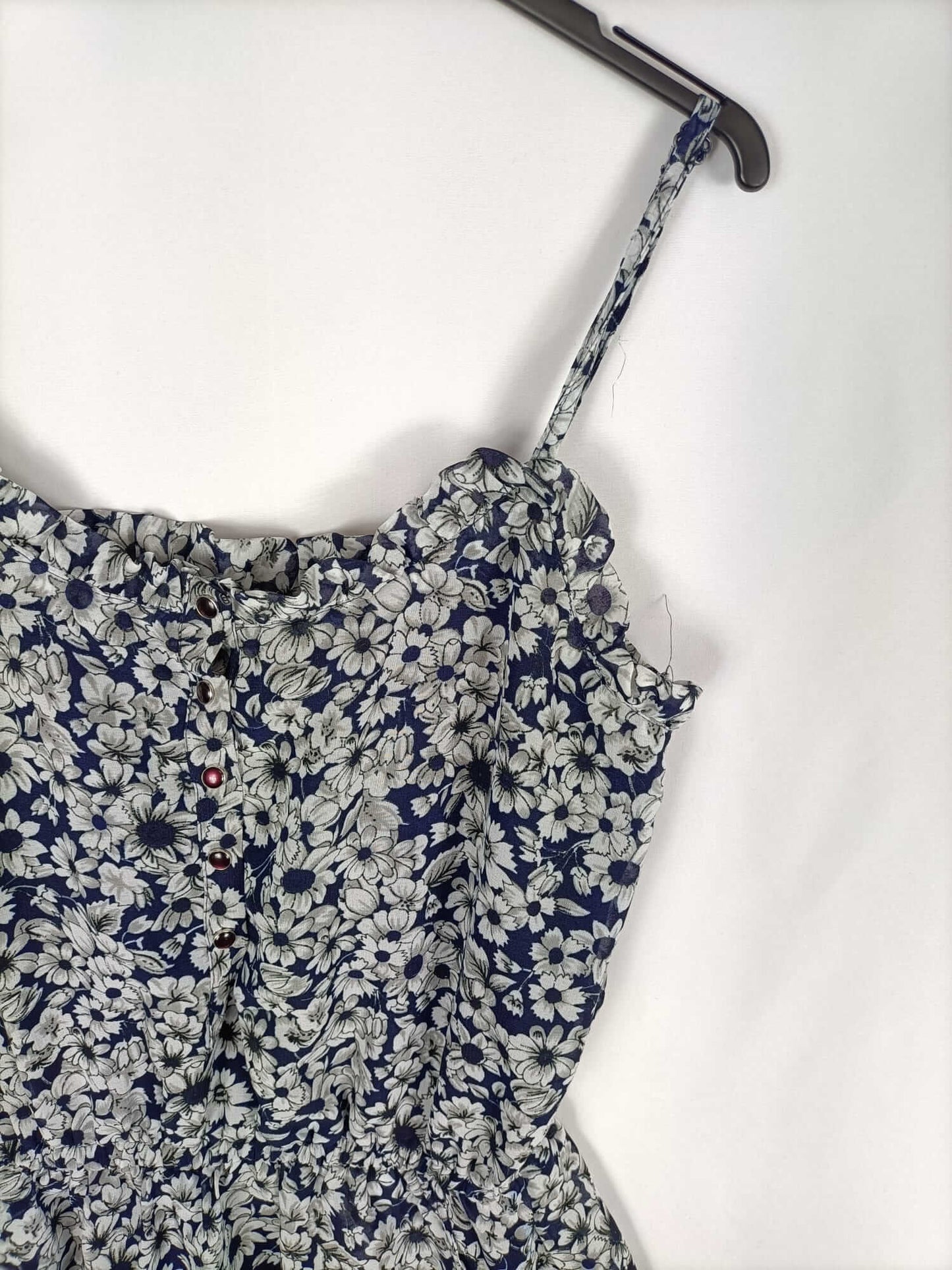 STRADIVARIUS. Vestido azul flores T.m