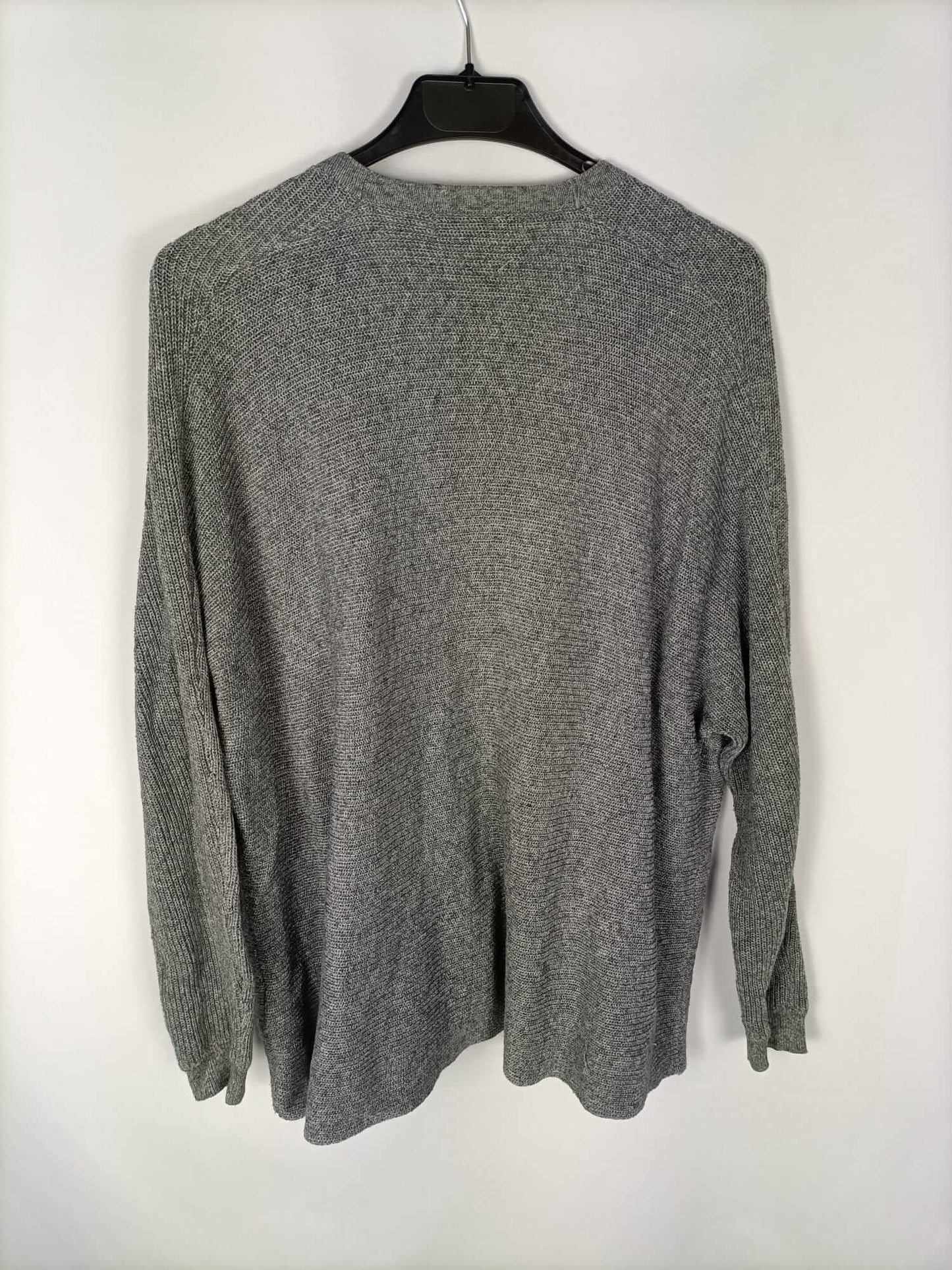 PULL&BEAR.Cárdigan gris punto canalé T.s