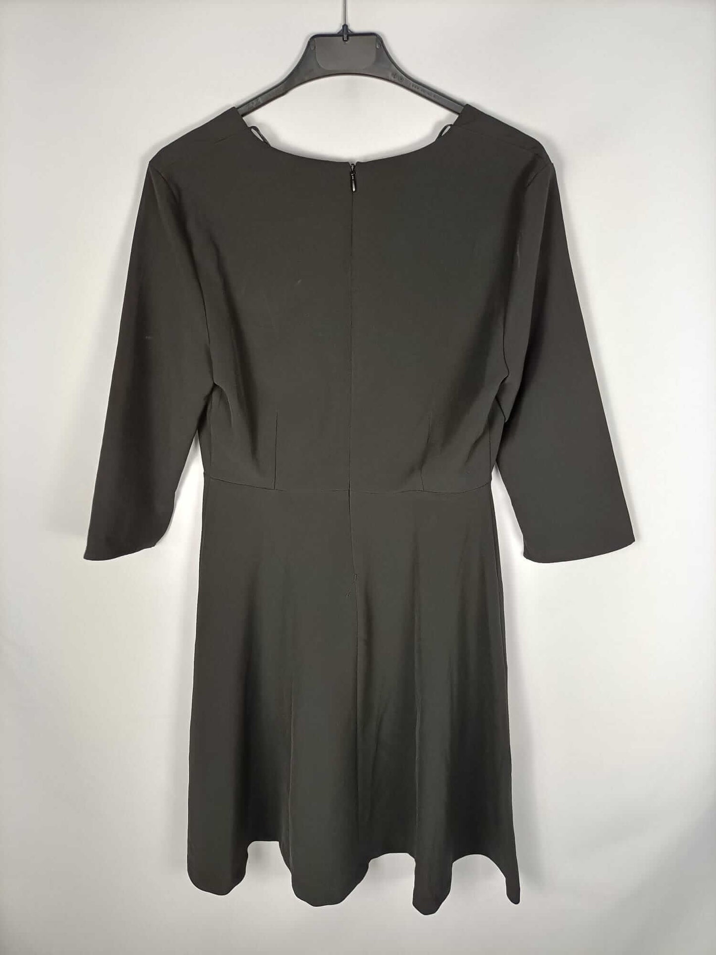 ZARA. Vestido negro escote cuerdas T.s