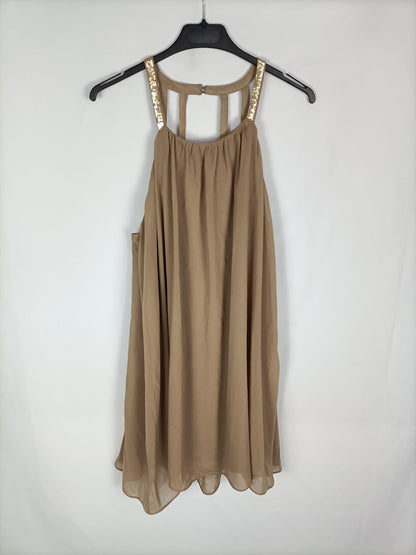 COOL GIRLS PARIS.Vestido beige espalda T.s/m