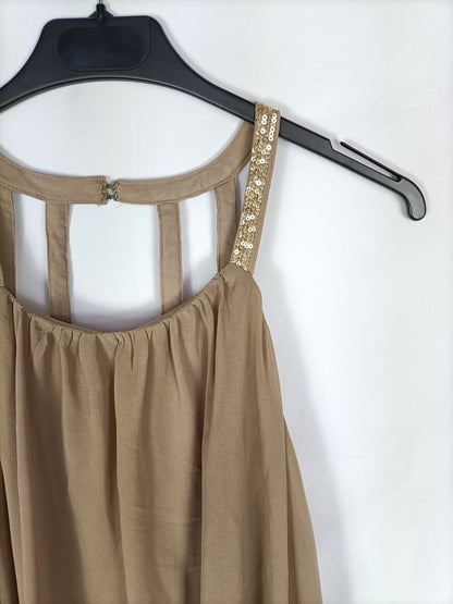 COOL GIRLS PARIS.Vestido beige espalda T.s/m