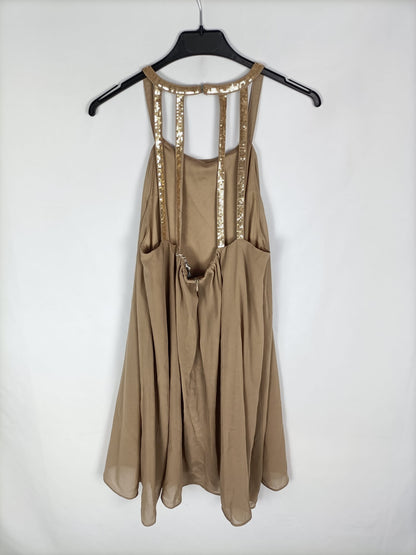 COOL GIRLS PARIS.Vestido beige espalda T.s/m