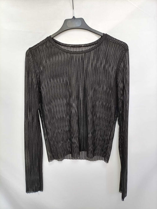 ZARA. Top negro rejilla T.s