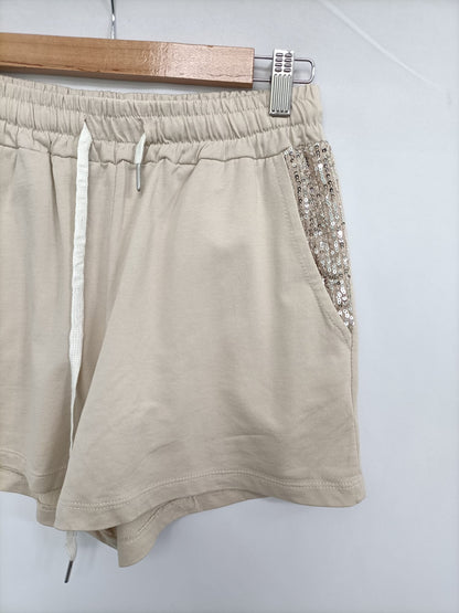 OTRAS. Pantalón beige lentejuelas T.s/m