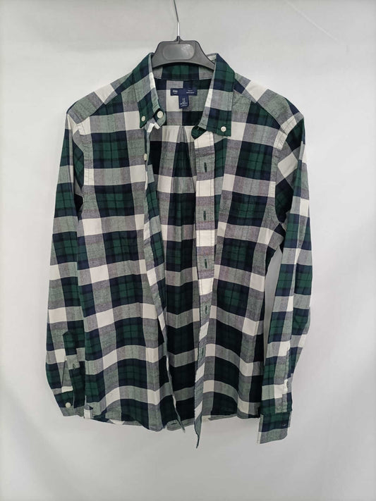 GAP. Camisa cuadros verde oversized T.s