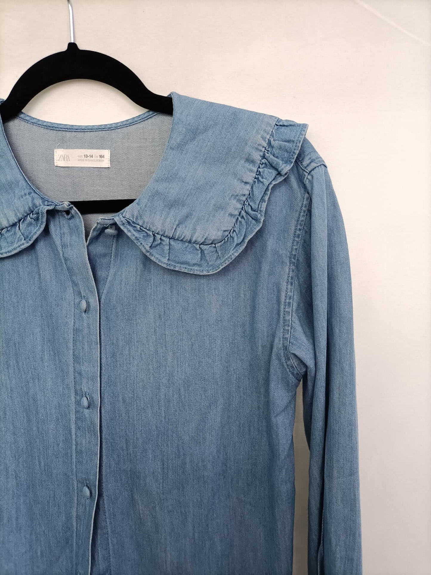 ZARA. Blusa denim cuellos T. 13/14 (xs)