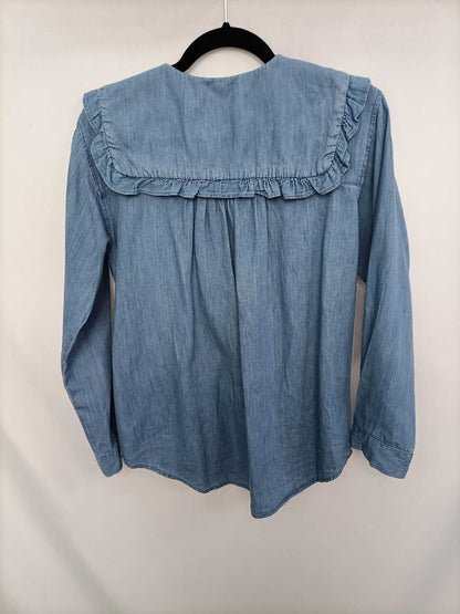 ZARA. Blusa denim cuellos T. 13/14 (xs)